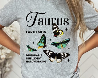 Taurus Astrology Shirt: Butterfly Zodiac Gift