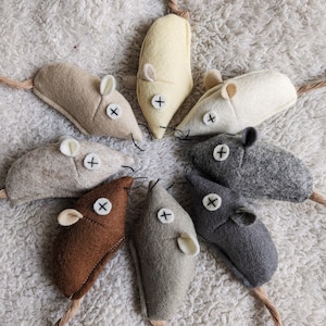 Les souris en feutre de laine écologique naturelle - jouets pour chats sans plastique - le produit naturel avec remplissage en laine de mouton - jouets en feutre de laine