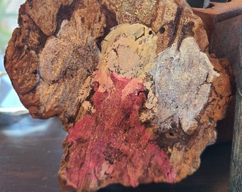 Hand Painted Bark Angel, Hand Painted Angel Art, Wood Bark Angel, Artisan Wood Angel, Handmade pink angel, Angel Ornament, Healing Angel