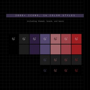 K&ouml;nnte beinhalten: Eine Farbpalette mit 16 verschiedenen Schattierungen von Rot, Lila und Schwarz. Die Palette wird in einem Raster mit einem Halbmond-Symbol in jedem Quadrat angezeigt.