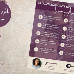 10 Commandment of Loan Applications Print Out for Real Estate Agents, Realtor Marketing Tool, Editable and Customizable Canva Template