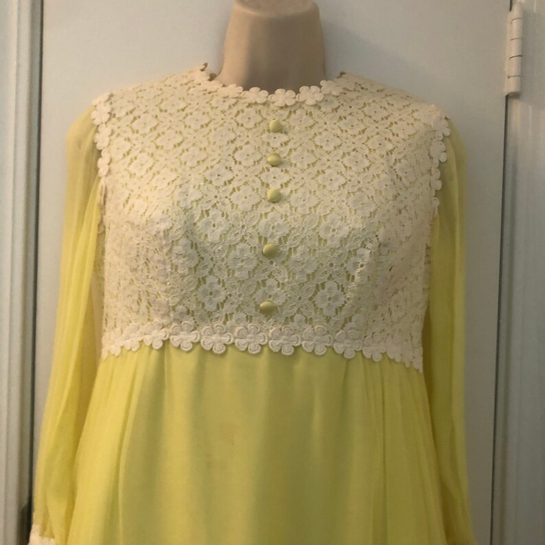Vintage Lemon Yellow Maxi Dress - Etsy