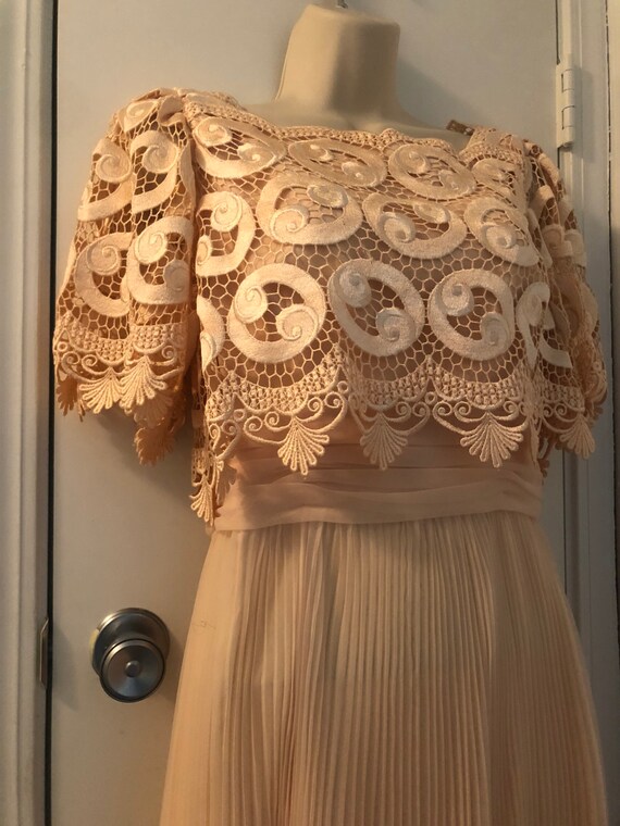 Vintage Miss Elliette Pleated Peach Maxi Dress - image 2