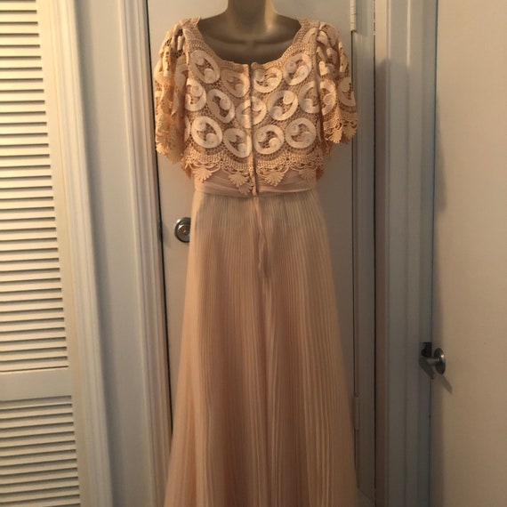 Vintage Miss Elliette Pleated Peach Maxi Dress - image 3