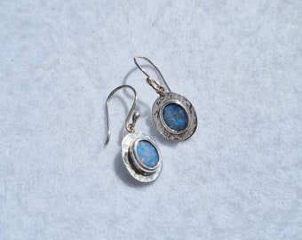 Opal sterling silver drop dangle earring for woman, modern earrings