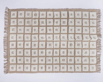 5x8 ft gestreept handgemaakt getuft hennep vloerkleed hennep jute loper handgeweven tapijt