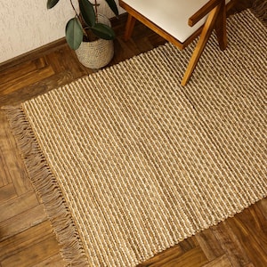 Handmade Tufted Hemp Jute Rug: Bohemian Vintage Area Rug 4x6 Feet