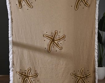 Coperta trapuntata floreale marrone bohémien con frange coperta intrecciata fatta a mano per divano arredamento per casa coperta king size