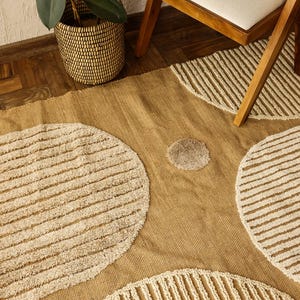 Tappeto da corridoio in juta di canapa e lino intrecciato a mano ecologico, 5x8 piedi, pavimento sostenibile per case bohémien e studi yoga