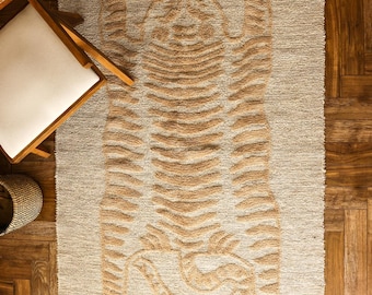 Handmade Jute Wool Rug, Garden Rug, Indoor Rug, Outdoor Rug, Dining Room, Bedroom Rug, Stair Runner Rug 4x6, 5x8, 8x10 3x10 Feet Office Rug