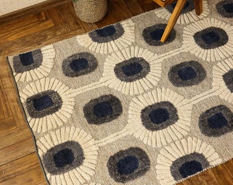Natuurlijke biologische wollen katoenen mat, pilates, fitness, gebedsmat, handgeweven antislipmat, getuft tapijt, vierkant print tapijt