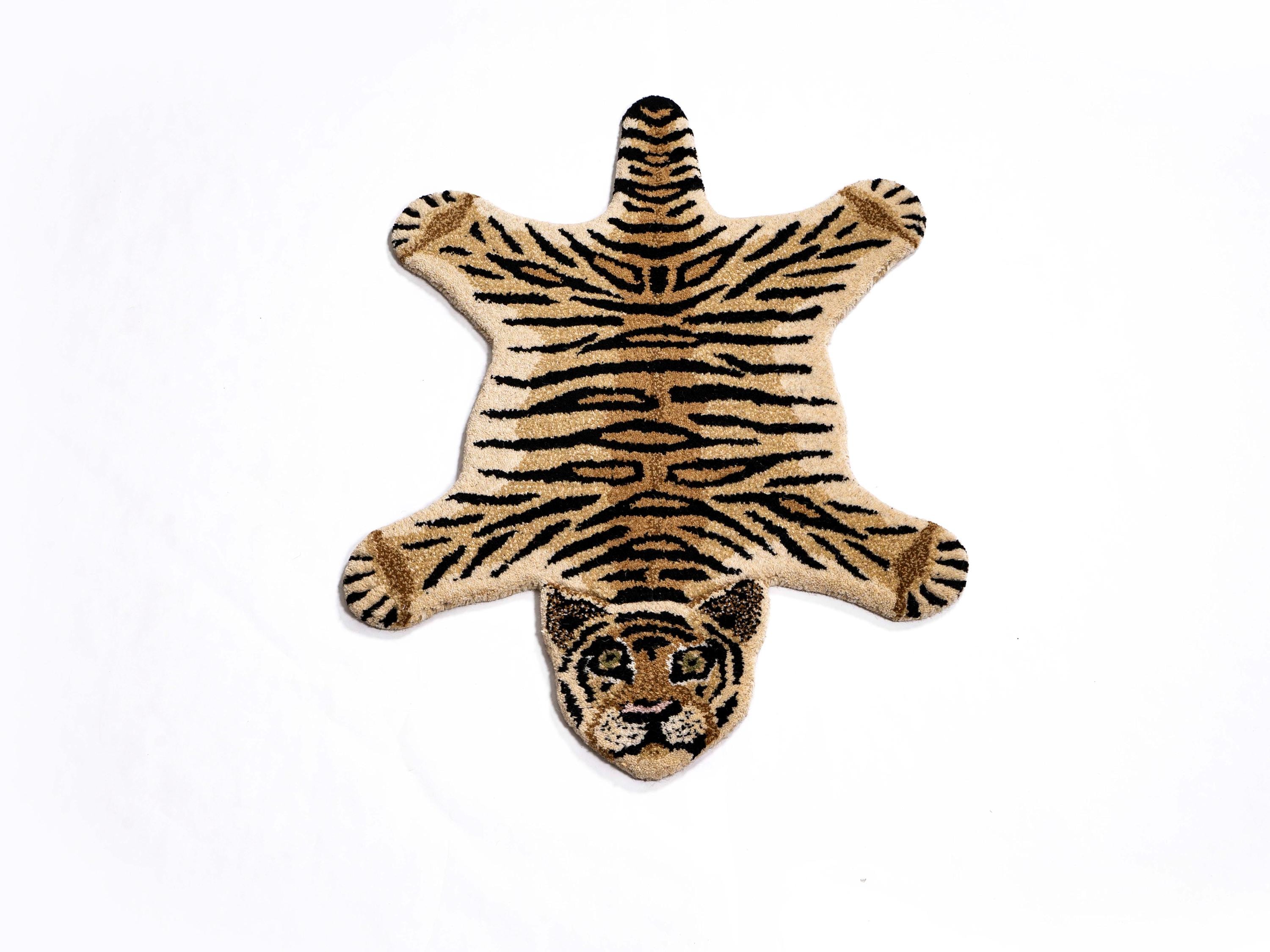 Hand-Tufted Wool Tiger Rug: Kids Play Mat, 2x3 Feet