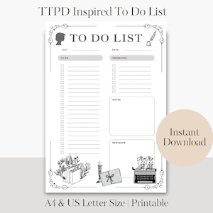 Lista rzeczy do zrobienia inspirowana TTPD, Taylor Swift The Tortured Poets Department Lista rzeczy do zrobienia Planner, A4, A5 do druku i cyfrowo, Notatnik, PDF Goodnotes