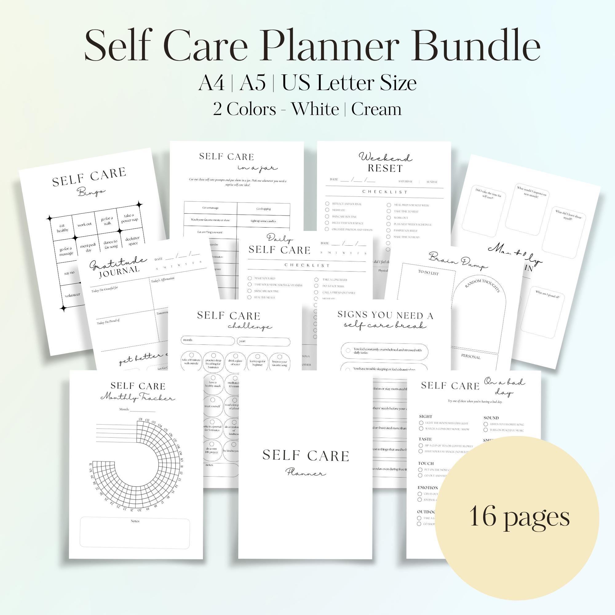 Self Care Planner Bundle - Printable & Fillable PDF | Mental Health and ...