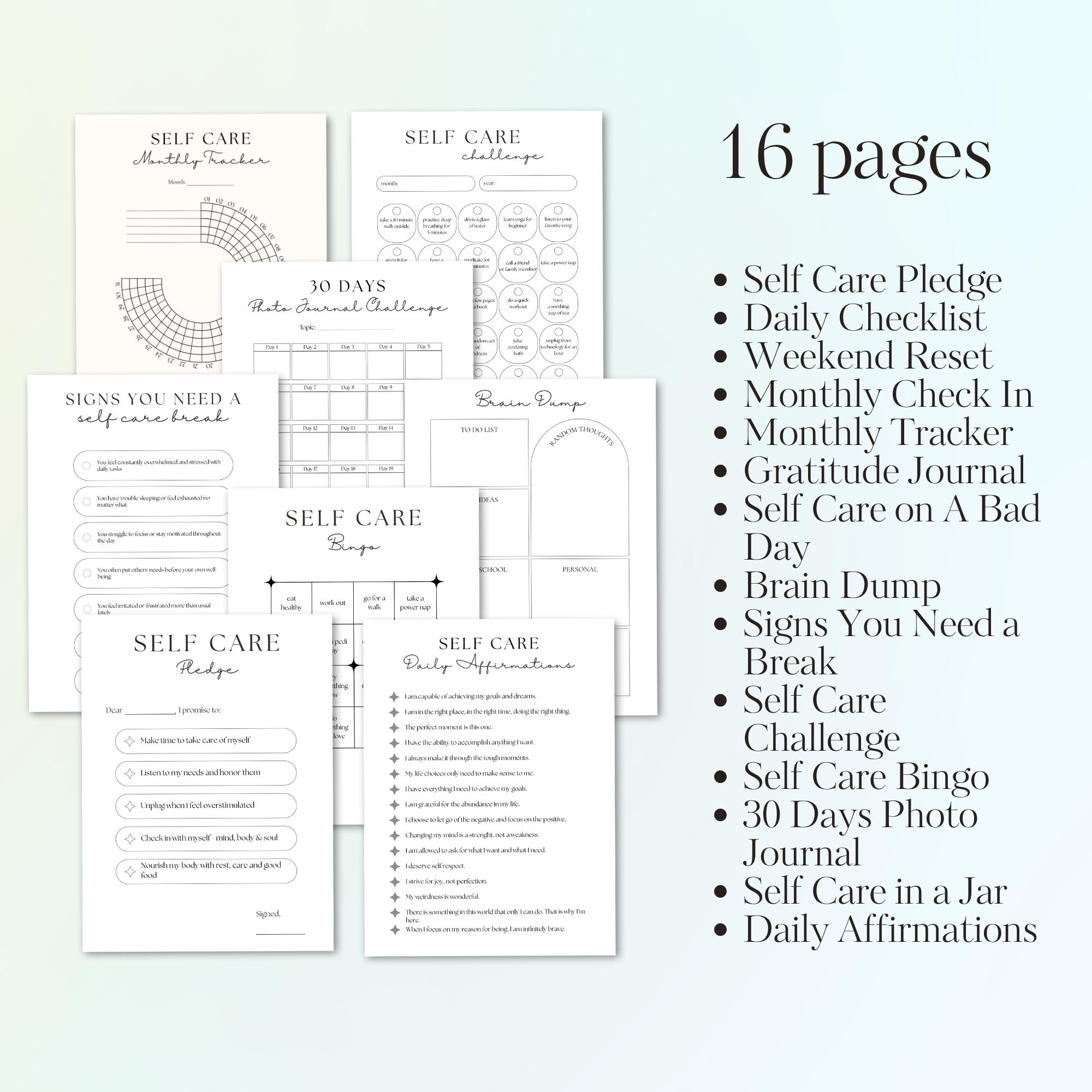 Self Care Planner Bundle - Printable & Fillable PDF | Mental Health and ...
