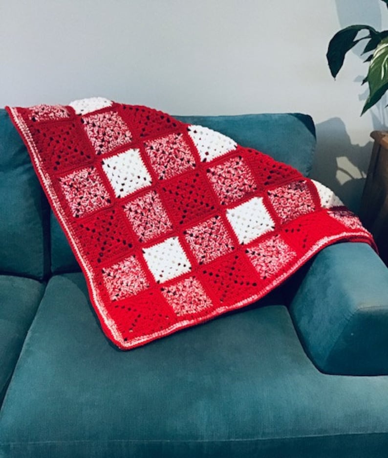 Red & White Blanket Luxury Blanket Warm Cosy Throw Handmade Blanket