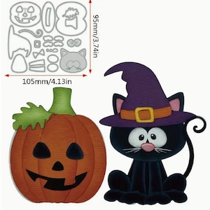 Halloween Cat Cutting die, Witch Metal die, Metal Cutting Dies, Cutting dies, Witch Die,  Cat die, Halloween Metal Cutting Die, Pumpkin dies