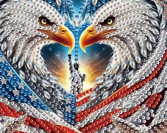 American Eagles Diamond art Painting Kit Set Canvas DIY Painting Rhinestones Tools Crafts Gifts kits Birds Eagle USA America 4th July Flag