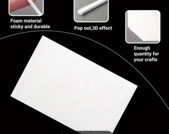 3D Foam Strips 12 Sheets ( 600 strips ) Crafts, Card Making Shaker Cards Kids Crafts Classroom Double sided adhesive
