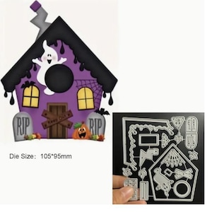 Halloween Metal dies, Haunted House Cutting Dies, Cutting dies, Halloween dies, Metal Cutting dies, ghosts, headstone, bats, spooky, dies