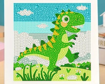 Dinosaur Diamond art Painting Kit Set Full Canvas 7.08 X 7.08 DIY Painting Rhinestones & Tools Crafts Gifts kits Kids Boys Dinosaurs