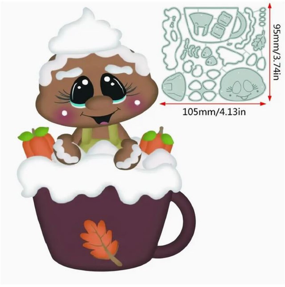 Fall Gingerbread Man in Cocoa / Coffee Mug Metal Die Cut Set Etsy