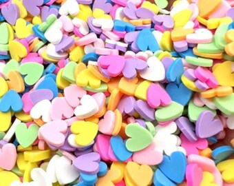 Colorful Rainbow Hearts Love Polymer Clay Pieces Slices Sprinkles Slime Nail Art Valentines Day Snowglobe Tumblers Shaker Cards Card Making
