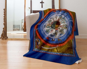 Cycle of the Seasons Hildegard von Bingen Throw Blanket