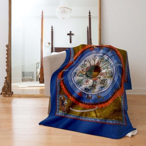 Manta de Hildegard von Bingen con el ciclo de las estaciones