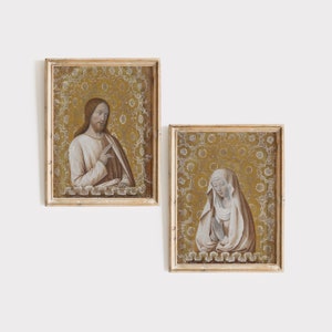 Jesus and Mary Art Prints (Pair) | Hours of Charles VIII | Master of Jacques of Besançon | Traditional Catholic Medieval Art