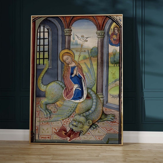 St. Margaret and the Dragon Art Print Willem Vrelant 1460s Etsy