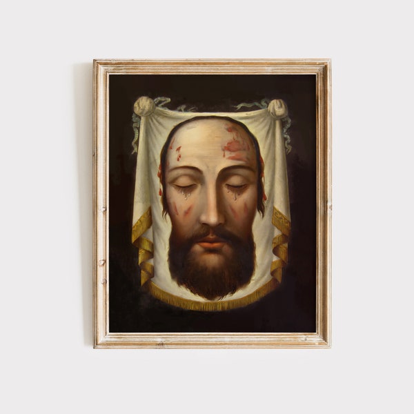 Holy Face of Jesus Art Print | Veil of Veronica Catholic Painting