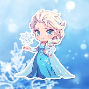 Elsa Frozen Chibi Vinyl Sticker | Disney Scrapbooking | Disney Frozen Fan Gift | Disney Frozen Party Favor | Vinyl Wall Decal | Elsa Sticker