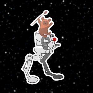 Cute Ewok Star Wars Sticker | Holiday Themed Star Wars Scrapbook Sticker | Star Wars Themed Party Favor Gift | Sci Fi Themed Sticker
