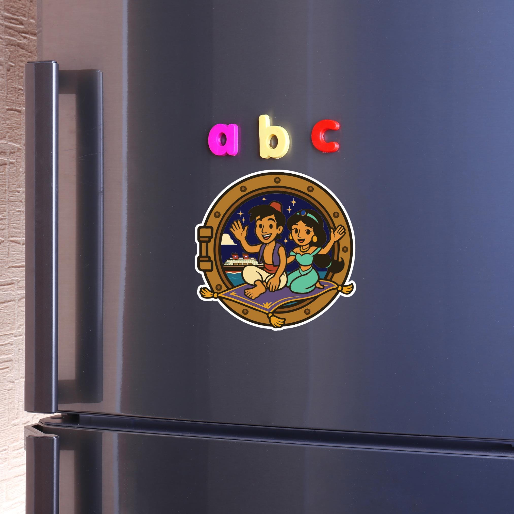 DCL Aladdin and Jasmine Porthole Magnet | Disney Cruise Magnet | Fish ...