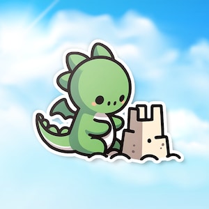 Cute Chibi Dragon Sticker | Dragon Water Bottle Laptop Decal | Dragon Fantasy Sticker Gift | Nursery Wall Decal | Dragon Themed Party Favor