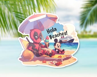 Chibi Deadpool Vinyl Sticker: "Hola Beaches" Laptop Decal