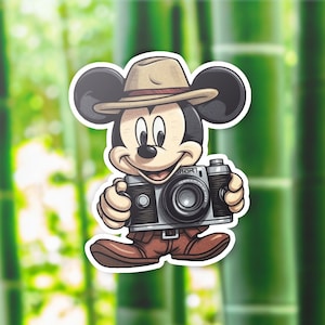 Mouse Adventurer Photographer Vinyl Sticker | Mouse Photographer Sticker | Disney Themed Party Favor Gift | Mickey Mouse Inspired Sticker
