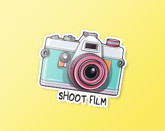 Retro Film Camera Sticker: "Shoot Film" Vinyl Decal