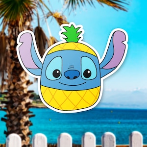 Cute Stitch Vinyl Sticker | Disney Scrapbook | Lily and Stitch Sticker Party Favor Gift | Squishmallow Sticker | Pineapple Sticker Design
