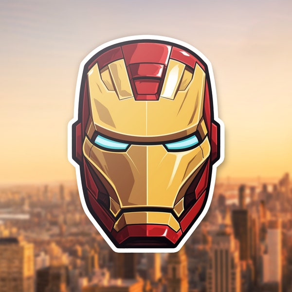 Iron Man Helmet Sticker | Marvel | Iron Man Sticker | Super Hero Sticker | Sci Fi Sticker | Vinyl Sticker | Marvel Party Favor Iron Man Gift