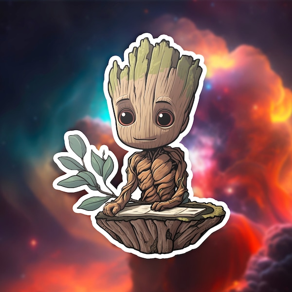 Baby Groot Tree Sticker | Baby Groot Sticker | Marvel | Guardians of the Galaxy | Tree Sticker | Sci-Fi Sticker | Vinyl Sticker | Cute Gift