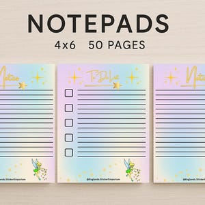 Tinkerbell Themed Notepad | Pixie Dust Gift | Disney Office Stationery | Cute Fairy Stationery | Disney To Do List | Office Notepad Bundle
