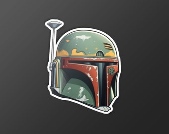 Bounty Hunter (Mandalorian) Helmet Sticker | Star Wars Fandom | Vinyl Sticker | Star Wars Sticker | Star Wars Party Favor Gift Boba Fett