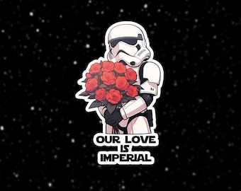 Stormtrooper Holding Roses Vinyl Sticker - Funny Star Wars Gift