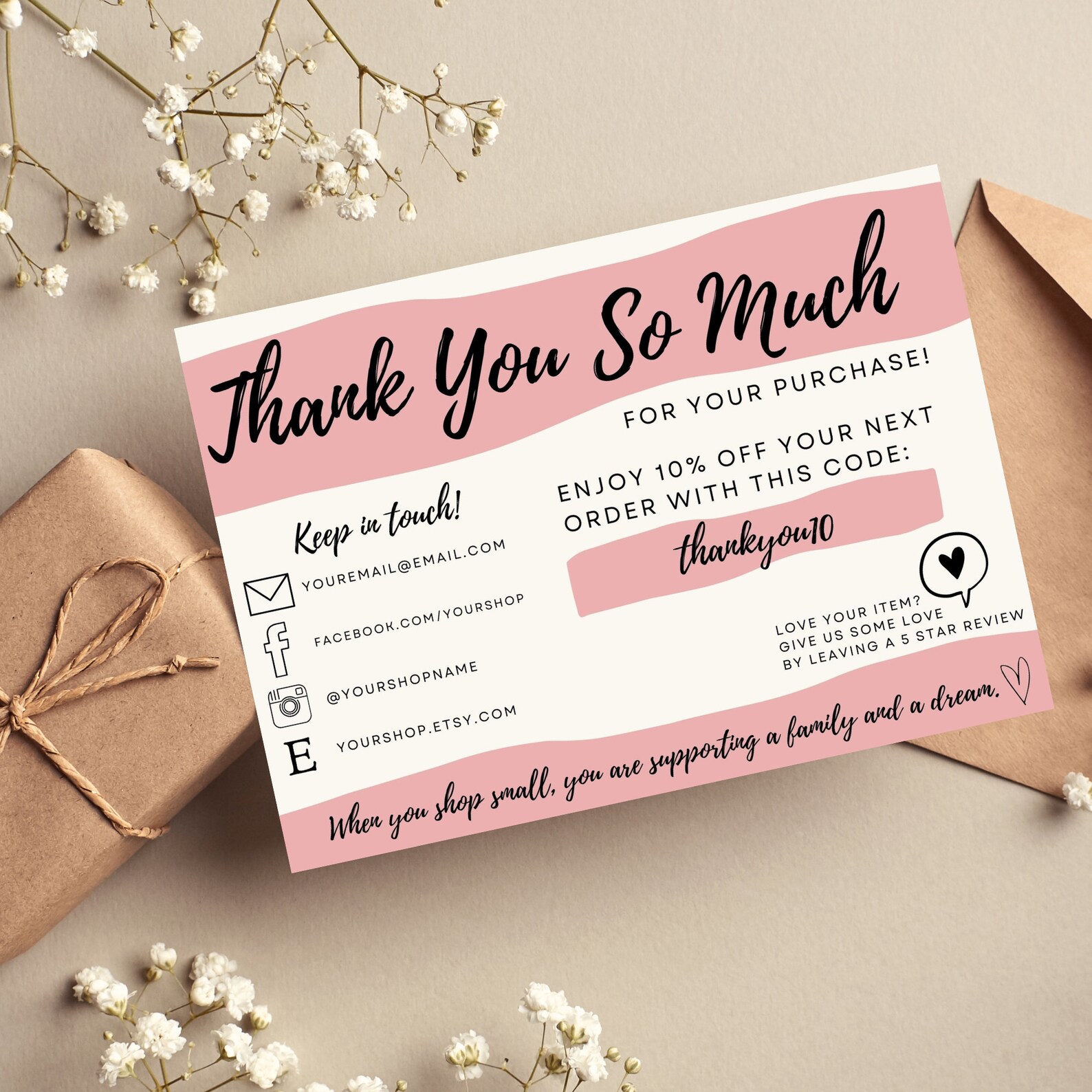 Thank You for Your Purchase Rainbow Printable Editable Template Card ...