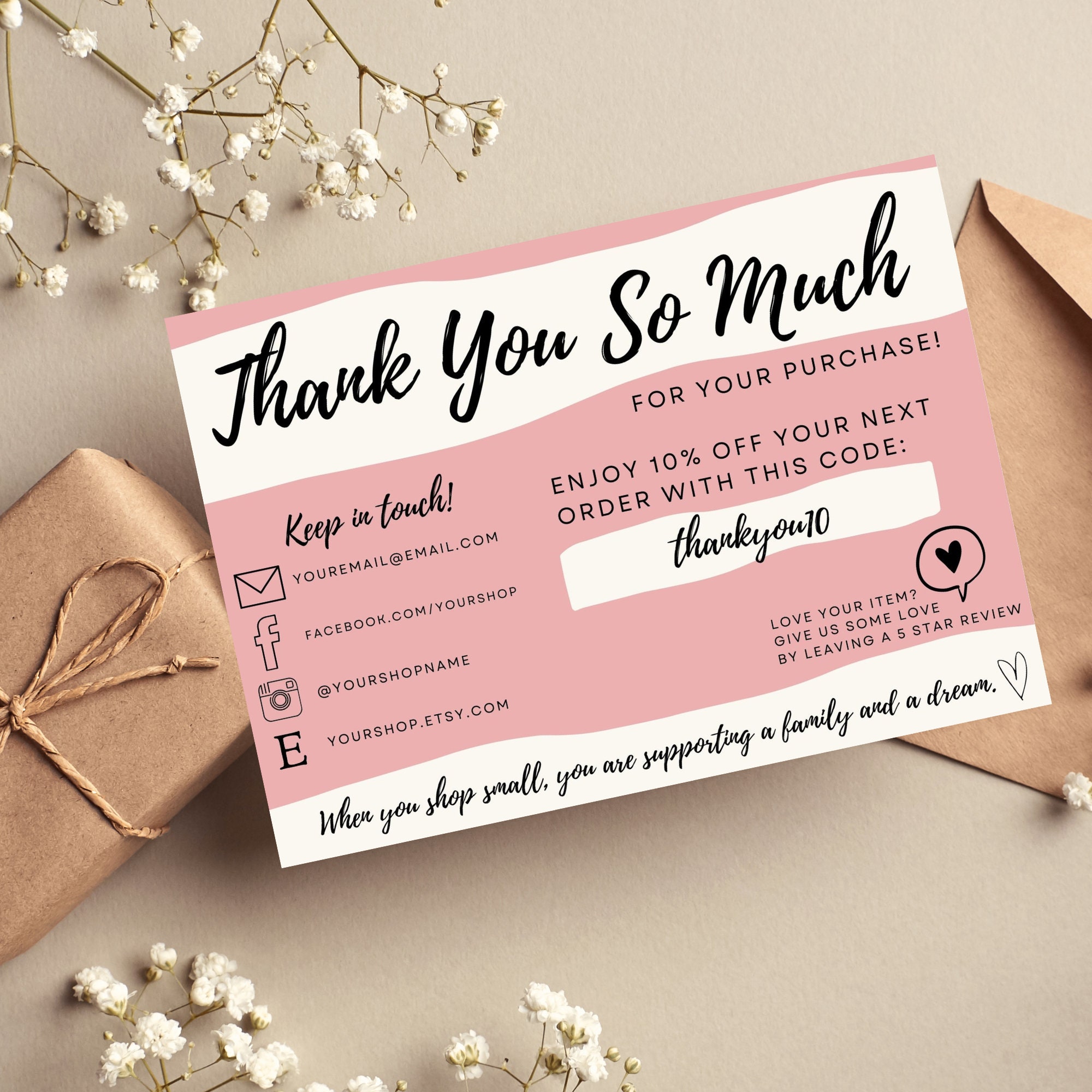 Thank You for Your Purchase Rainbow Printable Editable Template Card ...