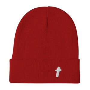 Christian Crucifix Beanie, Embroidered Beanie