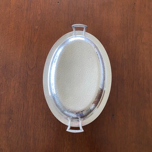 Vintage Hammered Silver Tray with Handles, Vintage Silver Dish, Vintage Silver Tray, Silver Decor, Catch-All-Dish image 2