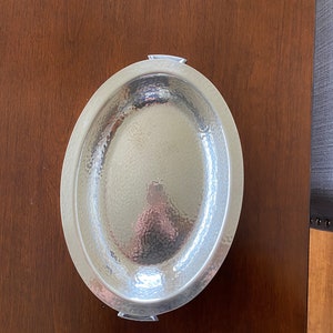 Vintage Hammered Silver Tray with Handles, Vintage Silver Dish, Vintage Silver Tray, Silver Decor, Catch-All-Dish image 4